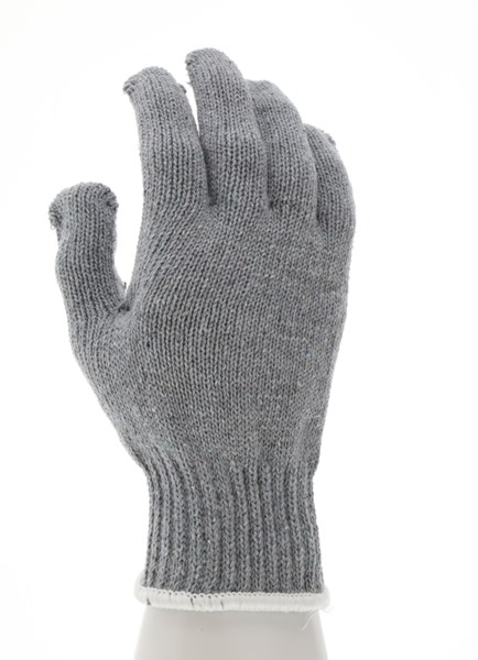 STRING KNIT GLOVES HEAVY WEIGHT, GRAY COTTON/POLY - SMALL