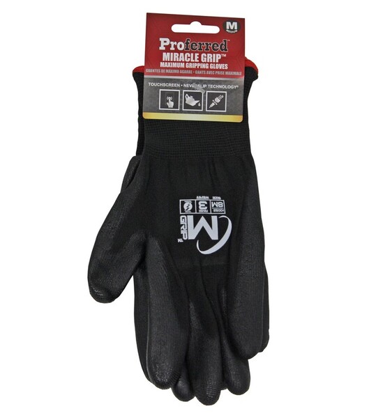 BLACK PU COATING / BLACK NYLON INDUSTRIAL GLOVES - LARGE