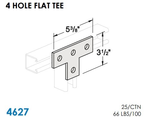 STRUT BRACKETS - 4 HOLE FLAT TEES - 3-1/2