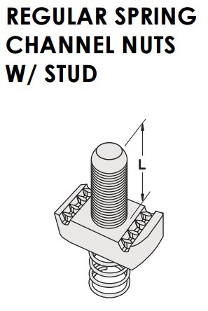 STRUT NUTS W/ STUD - SPRING - 3/8