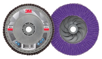 3M FLAP DISC 4-1/2 X 7/8M 769F T27 40 GRIT CERAMIC PSG, PLASTIC BACKING