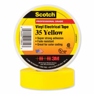3M / SCOTCH VINYL ELECTRICAL COLOR CODING TAPE 35, 3/4 IN X 66 FT, YELLOW