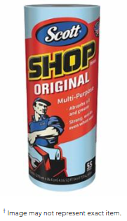 SCOTT ORIGINAL MULTI-PURPOSE SHOP TOWELS, BLUE, 11 X 9.4, 55 SHEETS PER ROLL