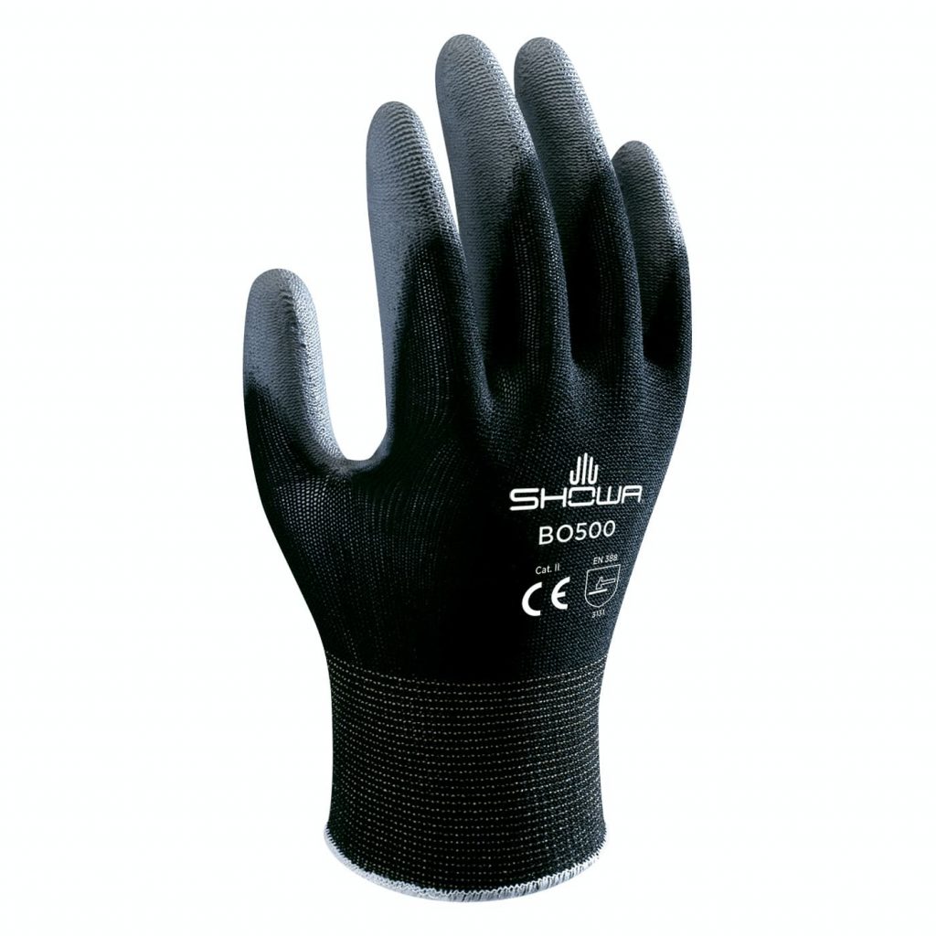 SHWBO500B-S-VP SHOWA BO500B BLACK NYLON PALM COATED GLOVES - SMALL *VEND PACK