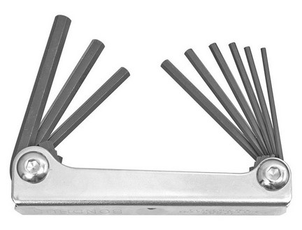 SET 9 HEX METAL HANDLE FOLD-UP TOOLS 5/64-1/4"