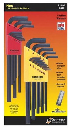 SET 22 HEX END L-WRENCHES IN/MM LONG DOUBLE PACK - 12137 (.050-3/8") + 12199 (1.5-10MM)
