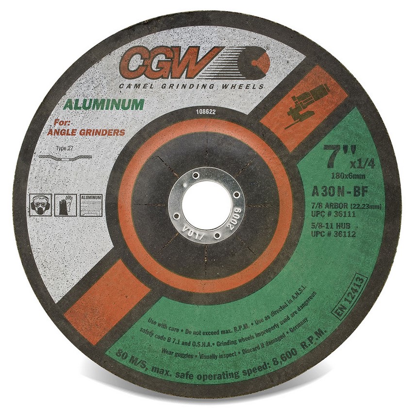 9" X 1/4 X 5/8-11 A30-N-ALU ALUMINUM T27 GRINDING WHEEL