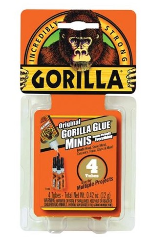 0.42 OZ GORILLA SINGLE USE TUBES - SUPER GLUE - 4/CLAM