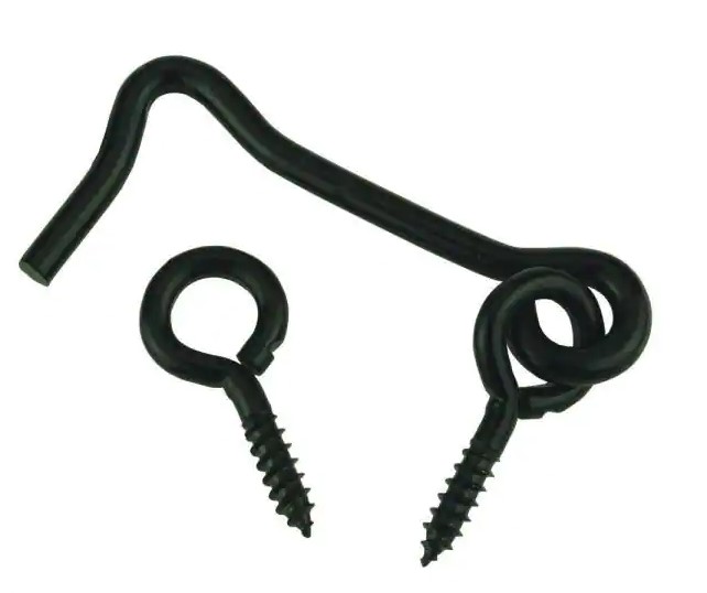 W40-2 GATE HOOK - BLACK ZINC PLATED