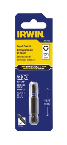TORX T20 X 2" OVERALL LENGTH  IMPACT DRIVER BIT, 1/CARD