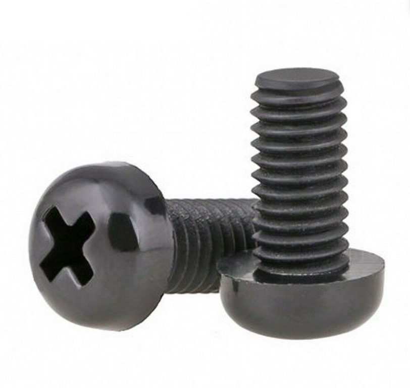 1/4" - 20 X 1 1/4" PHIL PAN MACHINE SCREW NYLON - BLACK