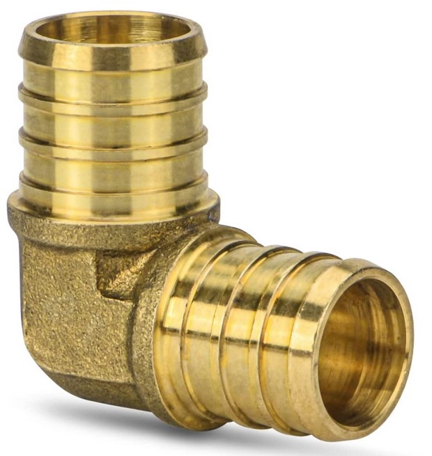 3/4" 90 PEX ELBOW BRASS BARB - CRIMP STYLE