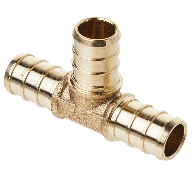 1" PEX TEE BRASS BARB - CRIMP STYLE
