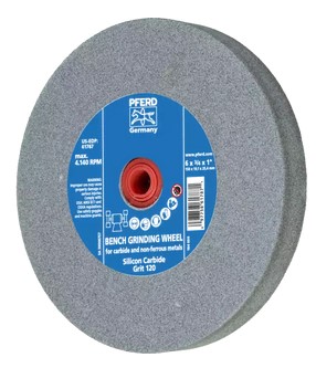10" X 1" VITRIFIED BENCH WHEEL - 1-1/4" A.H., ALUMINUM OXIDE, 60 GRIT