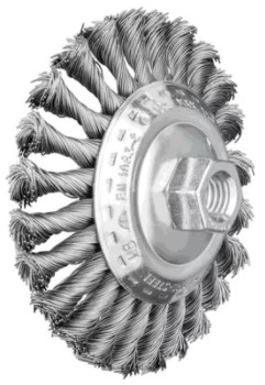 4-1/2" KNOT WIRE BEVEL BRUSH - .020 CS 5/8-11 THREAD