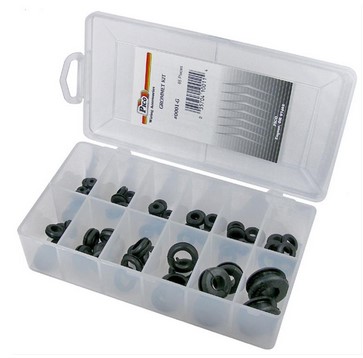 GROMMET ASSORTMENT 65 PIECES 8 SIZES 1/4" TO 1" IN 7X4-1/2 PLASTIC KIT