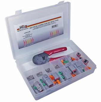 DEUTSCH SOLID BARREL TERMINAL ASSORTMENT 125 PIECES W/TOOL 10-3/4X7" PLASTIC KIT