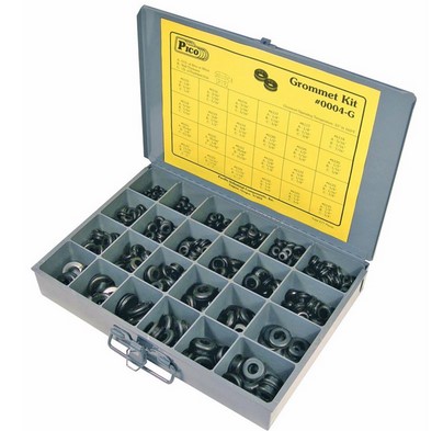 GROMMET ASSORTMENT  10 SIZES  477 PCS IN 13"X9"X2" METAL KIT DRAWER