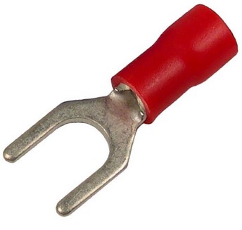 22-16 AWG FLARED VINYL INSULATED TIN-PLATED COPPER BUTTED SEAM #10 SPADE 100/PK