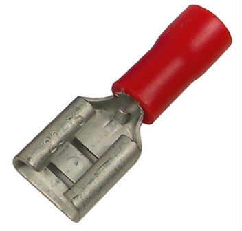 22-16 AWG FLARED VINYL INSL TIN-PLATED BRASS BUTTED SEAM .110" FEMALE 100/PK