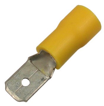 12-10 AWG FLARED VINYL INSL TIN-PLATED COPPER BUTTED SEAM .250" MALE 50/PK