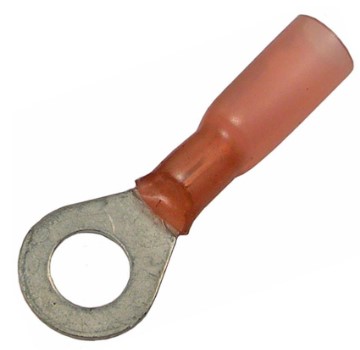 22-16 AWG CRIMP &amp; HEAT SHRINK BRAZED #8 RING W/ADHESIVE LINED SLEEVE  100 PCS