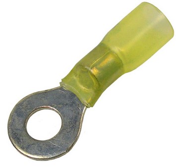 12-10 AWG CRIMP &amp; HEAT SHRINK BRAZED 1/4" RING W/ADHESIVE LINED SLEEVE  100 PCS