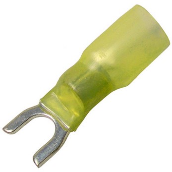 12-10 AWG CRIMP &amp; HEAT SHRINK BRAZED #10 SPADE W/ADHESIVE LINED SLEEVE 25 PCS