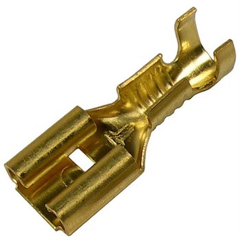 16-14 AWG UNINSULATED .250" OPEN END FEMALE BUTTED SEAM TIN-PLATED BRASS 100 PCS