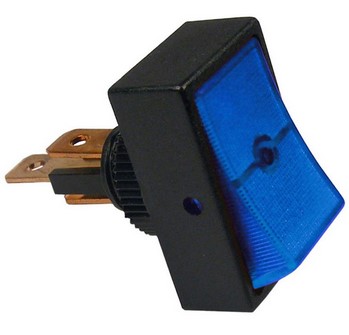 JUMBO ON-OFF ROCKER ILLUMINATED BLUE 1/2" MOUNT HOLE 1/4" TABS 12V 16A  1 PC