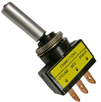 ON-OFF TOGGLE RED LED LIGHT TIP BRUSHED ALUMINUM BAT 1/2" HOLE 12V 15 AMP 1 PC