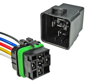 WATERPROOF RELAY &amp; PIGTAIL 5 PIN SPDT W/RESISTOR &amp; BRACKT 12V 30-40 AMP 1 SET/PK