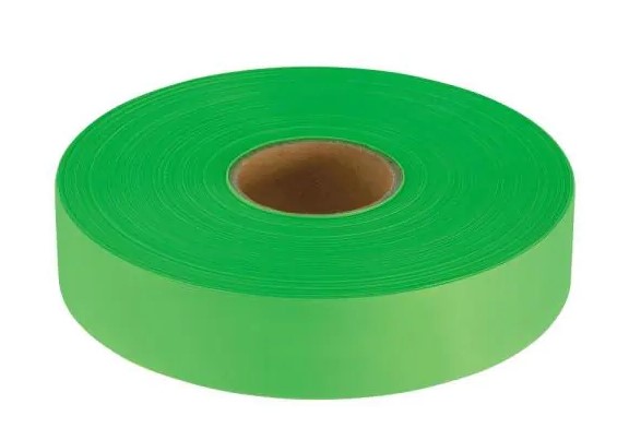 1" X 200FT GLO-LIME FLOURESCENT PLASTIC FLAGGING TAPE