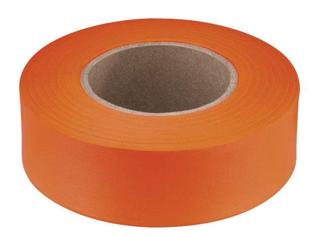 1" X 200FT ORANGE FLOURESCENT PLASTIC FLAGGING TAPE