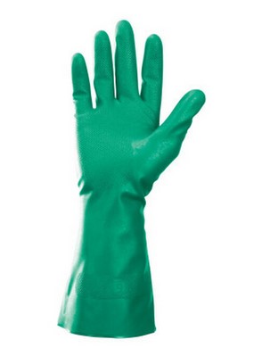 NITRILE GLOVE, CHEM RESIST, GAUNTLET CUFF, GREEN - LARGE - 12/PR