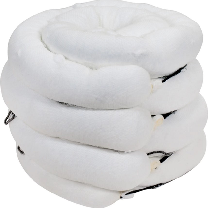 OIL SORBENT BOOM 5" X 10 FT, WHITE, OIL ONLY 4/PK