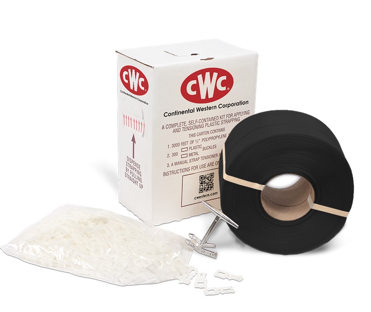 1/2" X 3000'  BLACK POLYPROPYLENE STRAPPING DISPENSER PACK