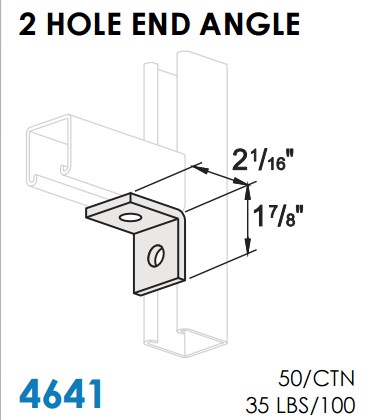 STRUT 90 DEGREE 2 HOLE CORNER ANGLE 1-7/8" X 2-1/16" ZP