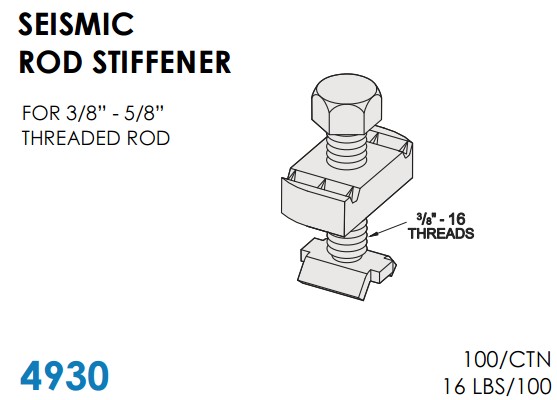SEISMIC ROD STIFFENER FOR STRUT 3/8 THRU 5/8 ROD