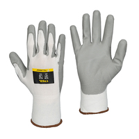 GRAY PU COATING / WHITE NYLON INDUSTRIAL GLOVES - LARGE