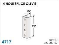 STRUT BRACKETS - SPLICE CLEVIS 4 HOLE - 1-5/8&quot; X 7-1/4&quot;, ZINC