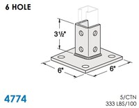 STRUT BRACKETS - POST BASES 6 HOLE - 3-1/2